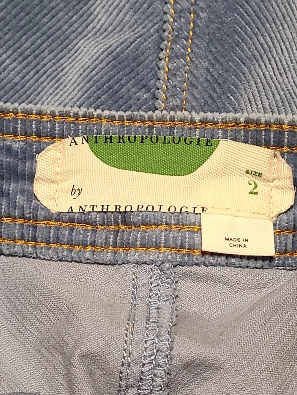 Anthropologie Light Sky Blue Corduroy Button-Front A-line Midi Skirt Womens 2 - Picture 9 of 11